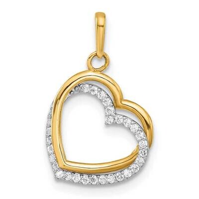 Polished CZ Hearts Charm 10k Two-Tone Gold 10C1516, MPN: 10C1516,