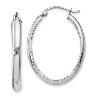 Polished 3.75mm Oval Tube Hoop Earrings 10k White Gold 10TF114, MPN: 10TF114,