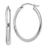 Polished 3.75mm Oval Tube Hoop Earrings 10k White Gold 10TF114, MPN: 10TF114,