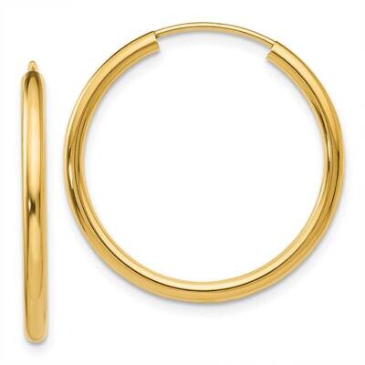 Round Endless 2mm Hoop Earrings 10k Polished Gold 10H980, MPN: 10H980,