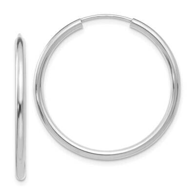 Polished Endless 2mm Hoop Earrings 10k White Gold 10H993, MPN: 10H993,