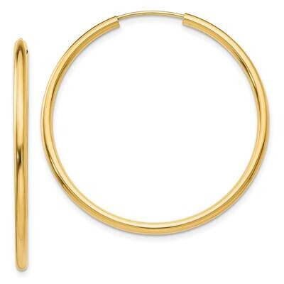 Round Endless 2mm Hoop Earrings 10k Polished Gold 10H983, MPN: 10H983, 196904097588