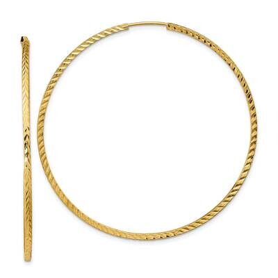 Diamond-Cut Square Tube Endless Hoop Earrings 10k Gold 10TF1002, MPN: 10TF1002,