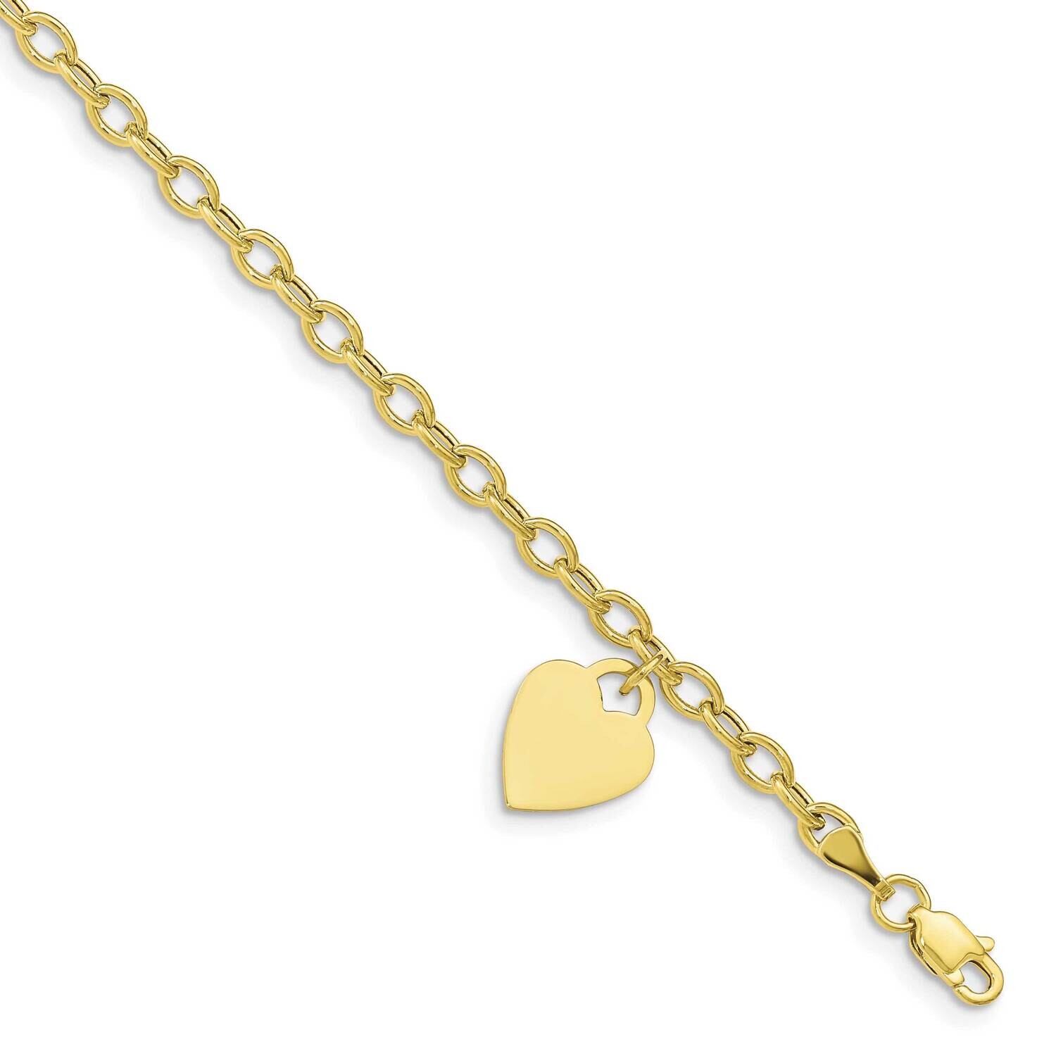Dangle Heart Bracelet 8.5 Inch 10k Gold 10SF1822-8.5, MPN: 10SF1822-8.5,