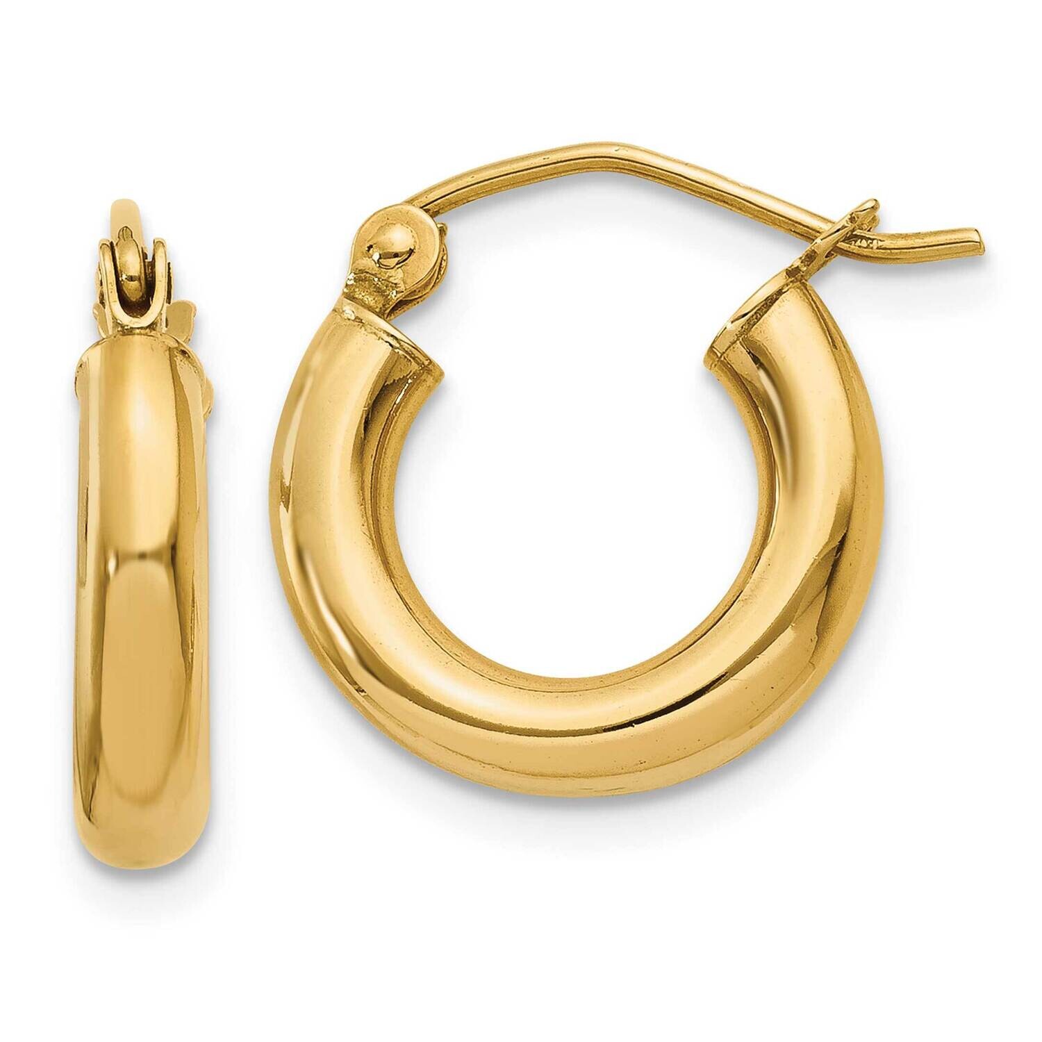 3mm Lightweight Tube Hoop Earrings 10k Polished Gold 10T940L, MPN: 10T940L, 196904147764