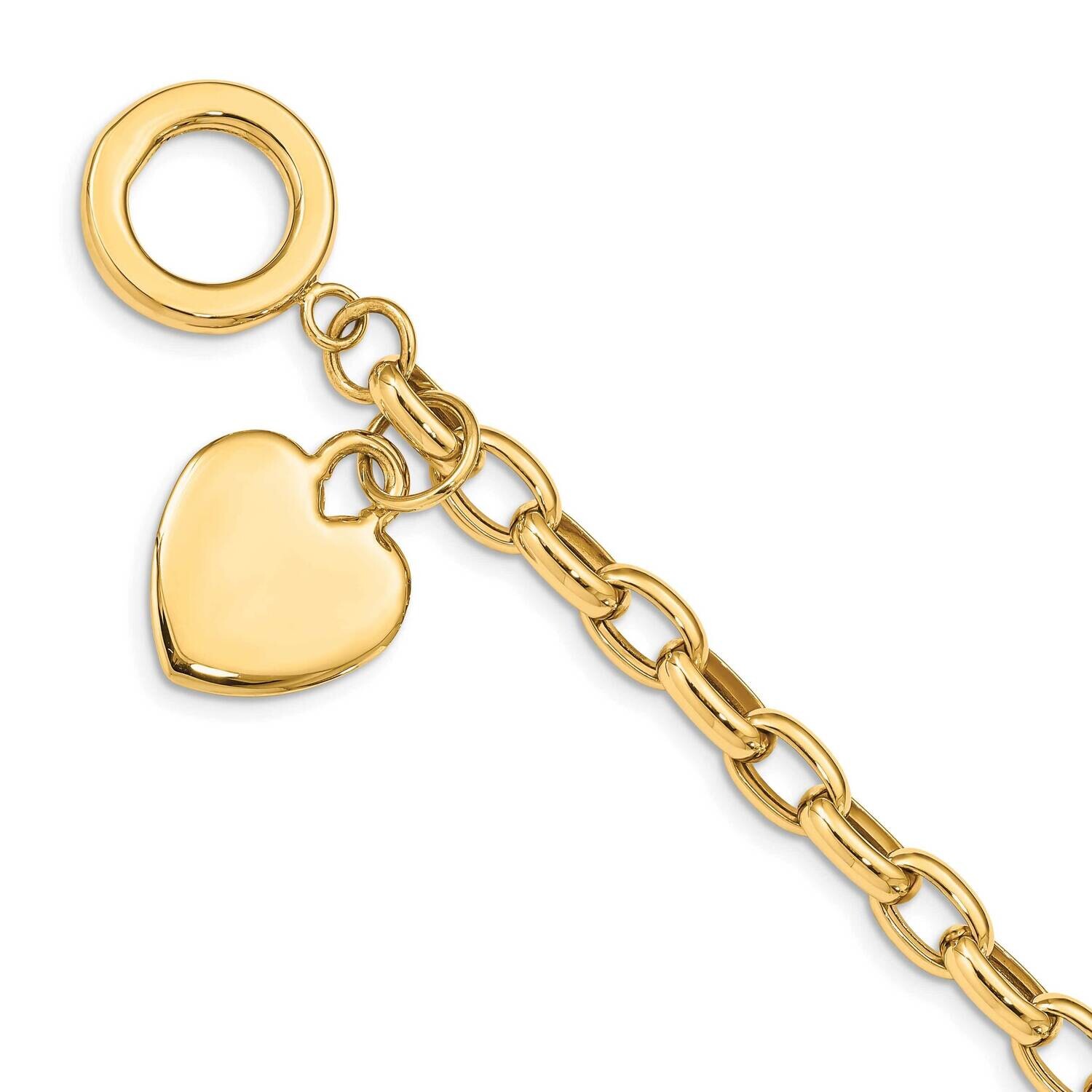 Heart Charm Bracelet 7.5 Inch 10k Gold 10SF153-7.5, MPN: 10SF153-7.5,