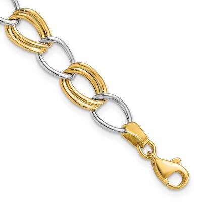 Polished Open Link Bracelet 7.5 Inch 10k Two-Tone Gold 10SF2140-7.5, MPN: 10SF2140-7.5,