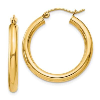 3mm Lightweight Tube Hoop Earrings 10k Polished Gold 10T937L, MPN: 10T937L, 196904147771