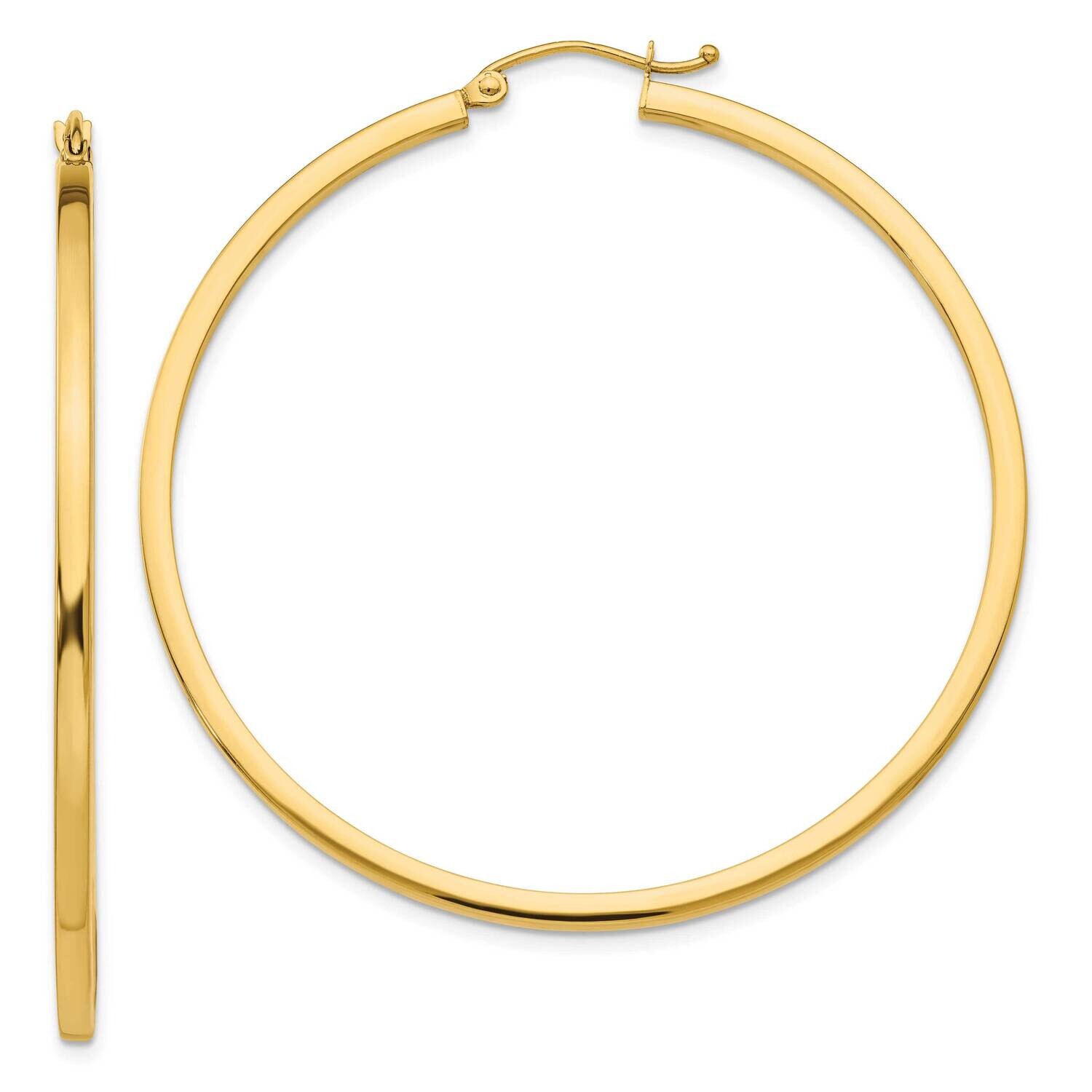 2mm Square Tube Hoop Earrings 10k Gold 10T1073, MPN: 10T1073,
