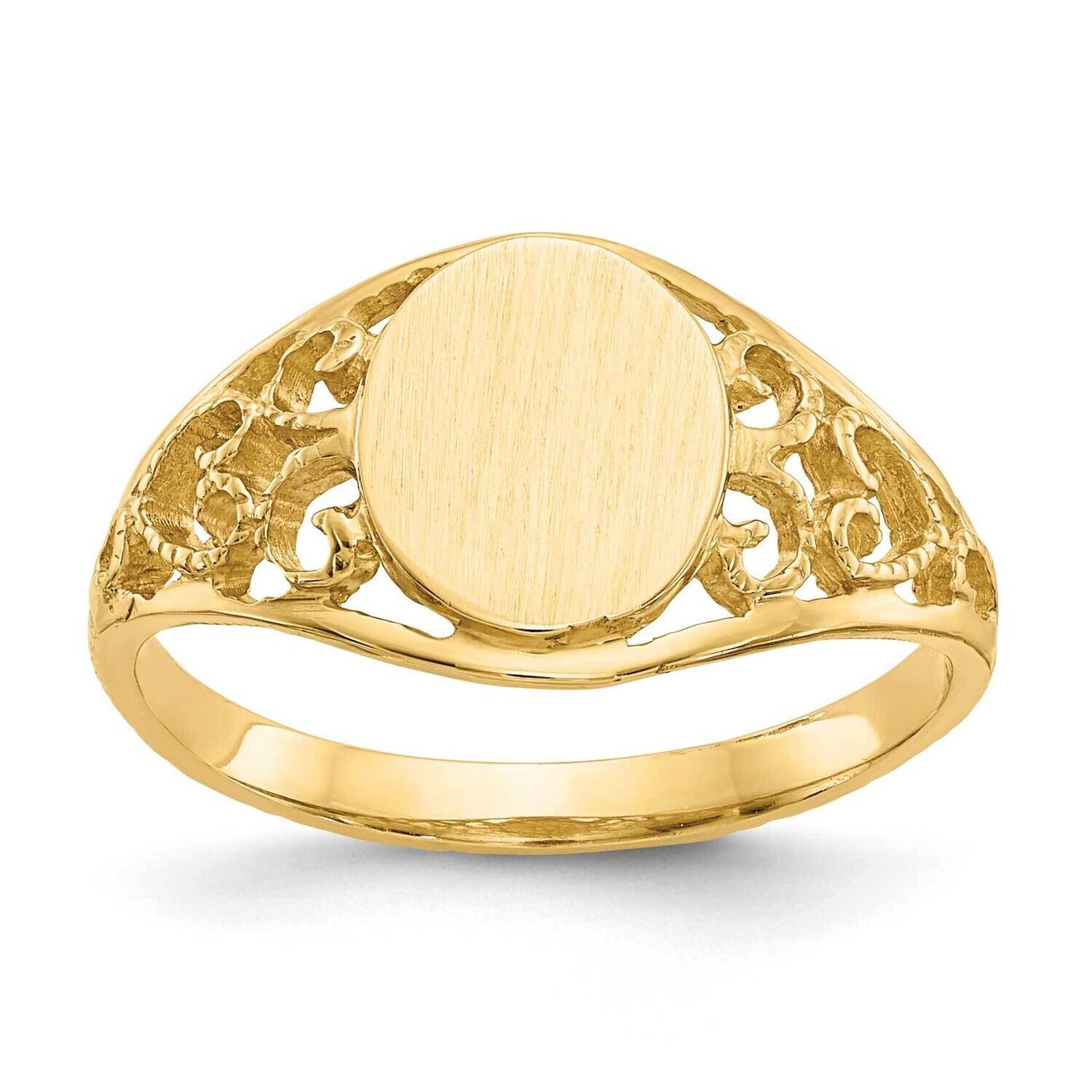 8.5 x 7 Inch.5mm Satin Open Back Filigree Signet Ring 10k Gold 10CH288, MPN: 10CH288,