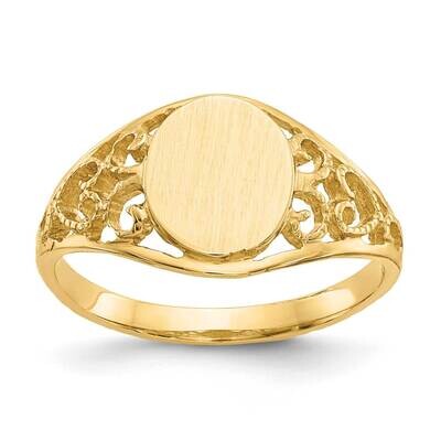 8.5 x 7 Inch.5mm Satin Open Back Filigree Signet Ring 10k Gold 10CH288, MPN: 10CH288,