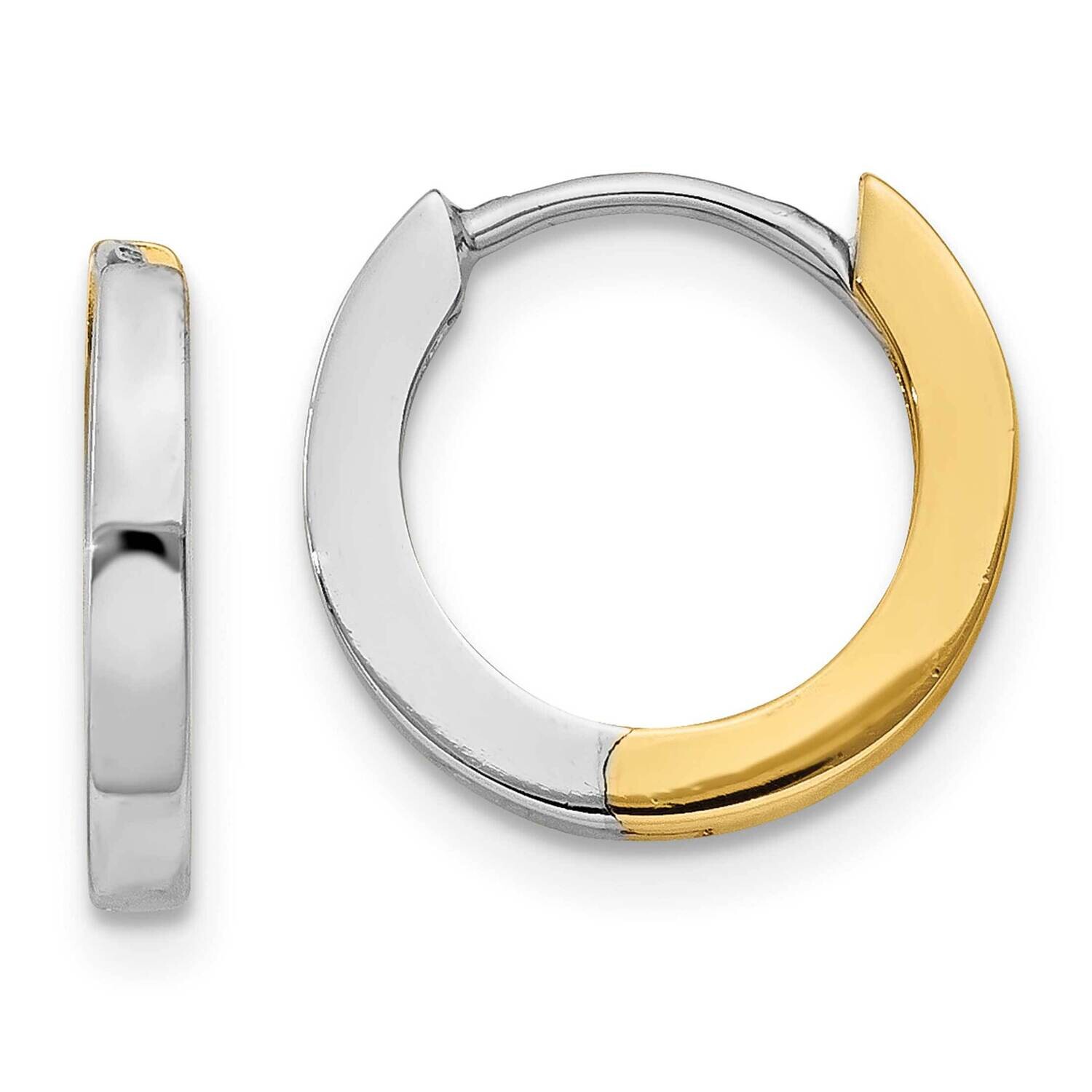 2mm Round Hinged Hoop Earrings 10k Two-Tone Gold 10TL156