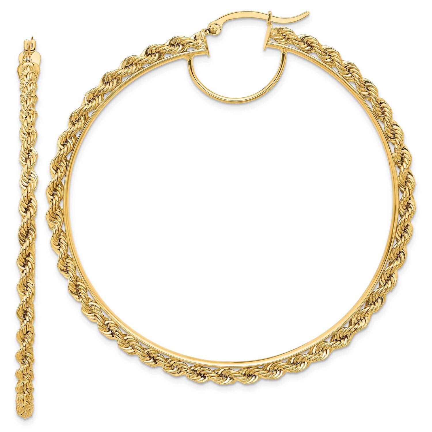 Diamond-Cut Rope 2.95mm Hoop Earrings 10k Polished Gold 10ER346, MPN: 10ER346,