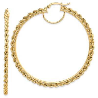 Diamond-Cut Rope 2.95mm Hoop Earrings 10k Polished Gold 10ER346, MPN: 10ER346,