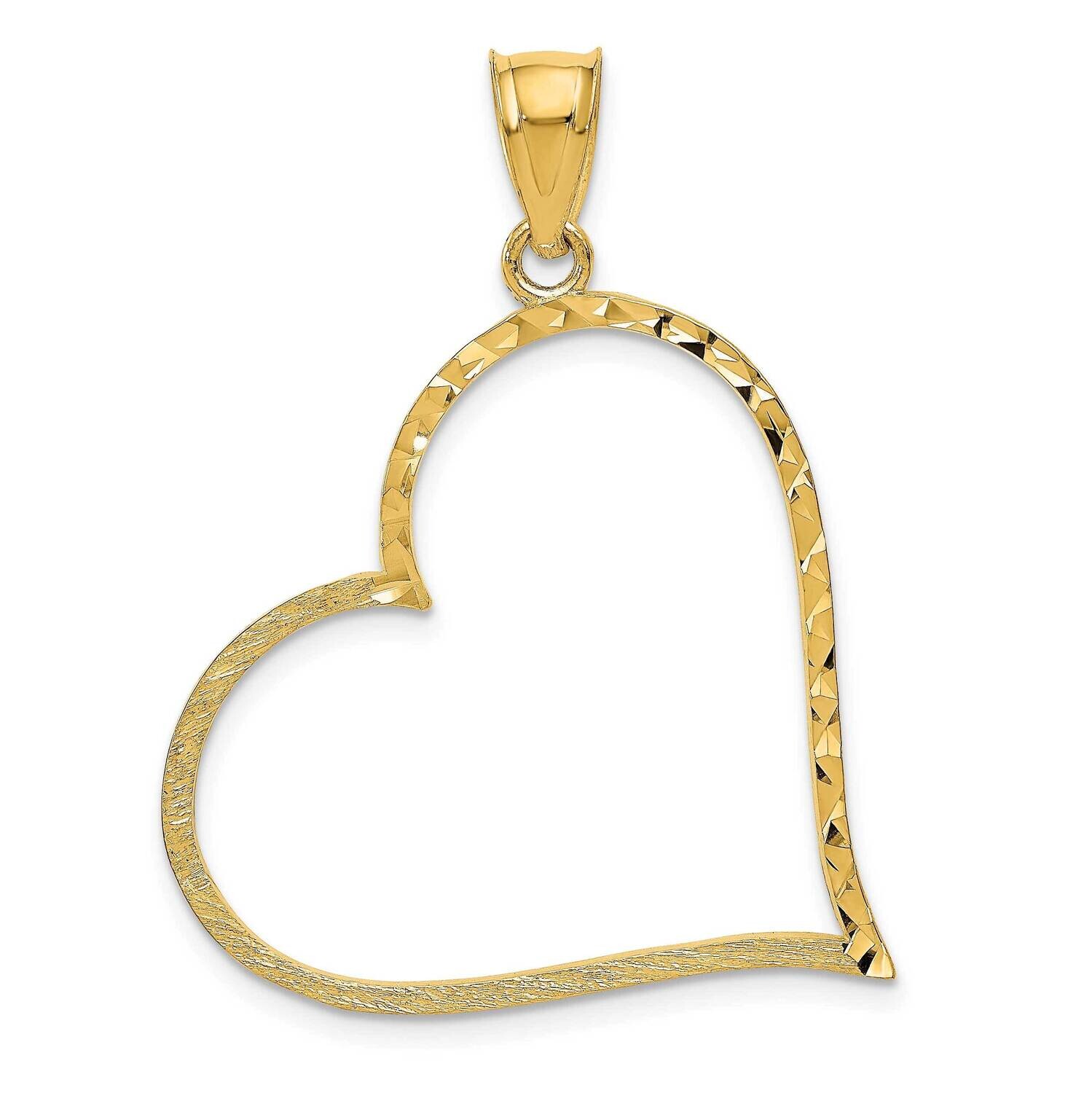 Satin Diamond-Cut Crooked Heart Pendant 10k Gold 10D1055, MPN: 10D1055,