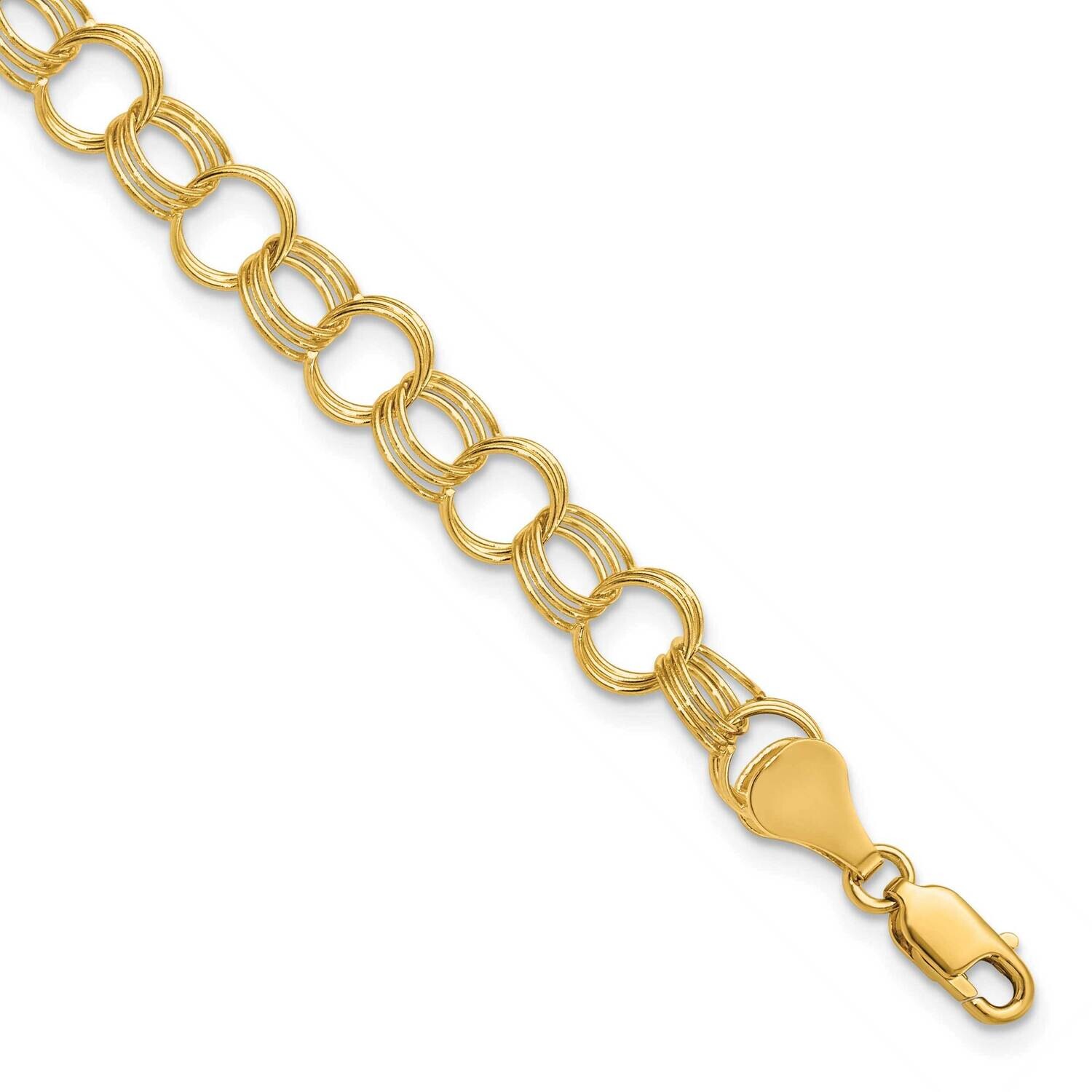 Solid Triple Link Charm Bracelet 8 Inch 10k Gold 10DO531-8, MPN: 10DO531-8,