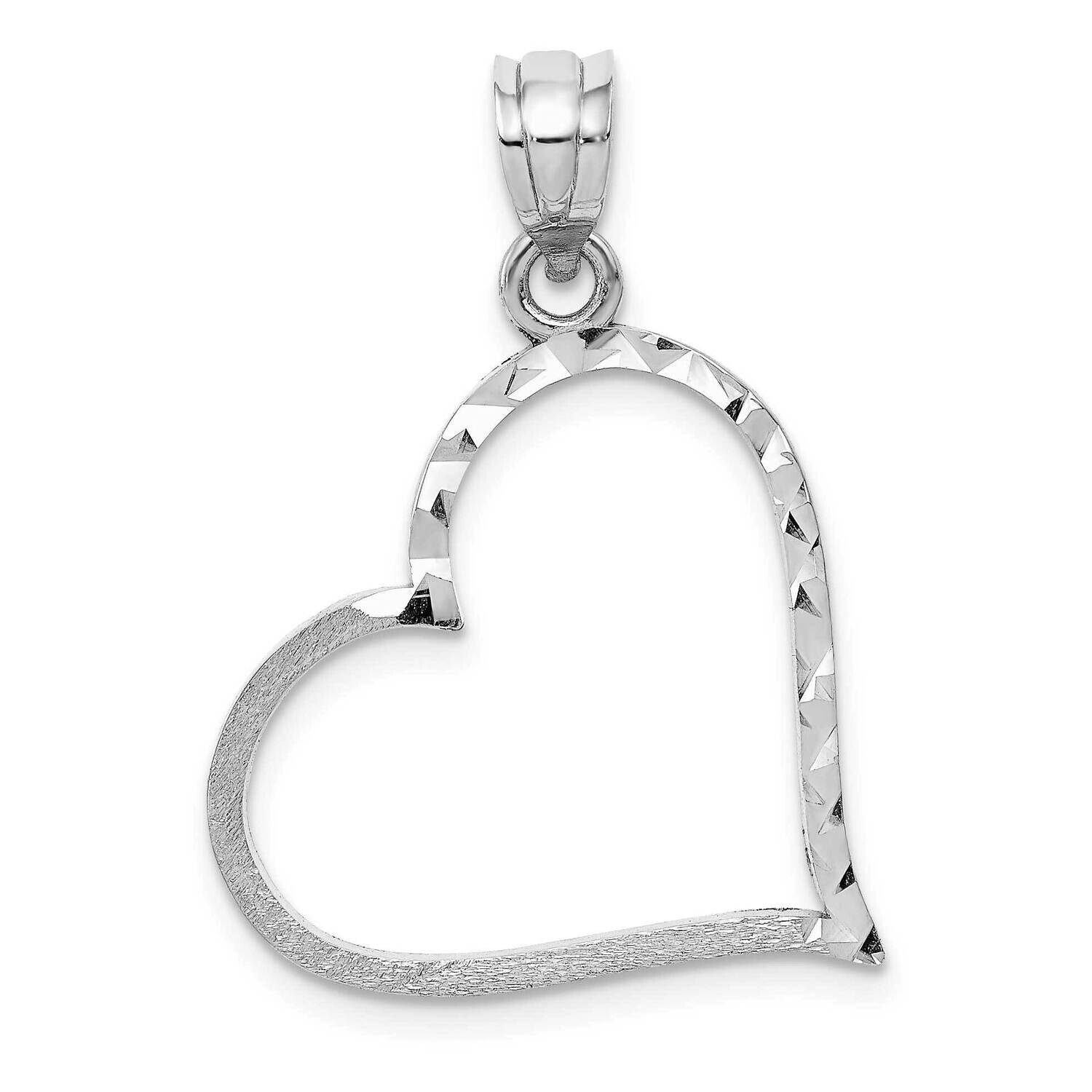 Solid Satin Diamond-Cut Reversible Heart Pendant 10k White Gold 10D1056, MPN: 10D1056,