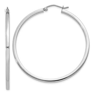 2mm Square Tube Hoops Earrings 10k White Gold 10T1080, MPN: 10T1080,