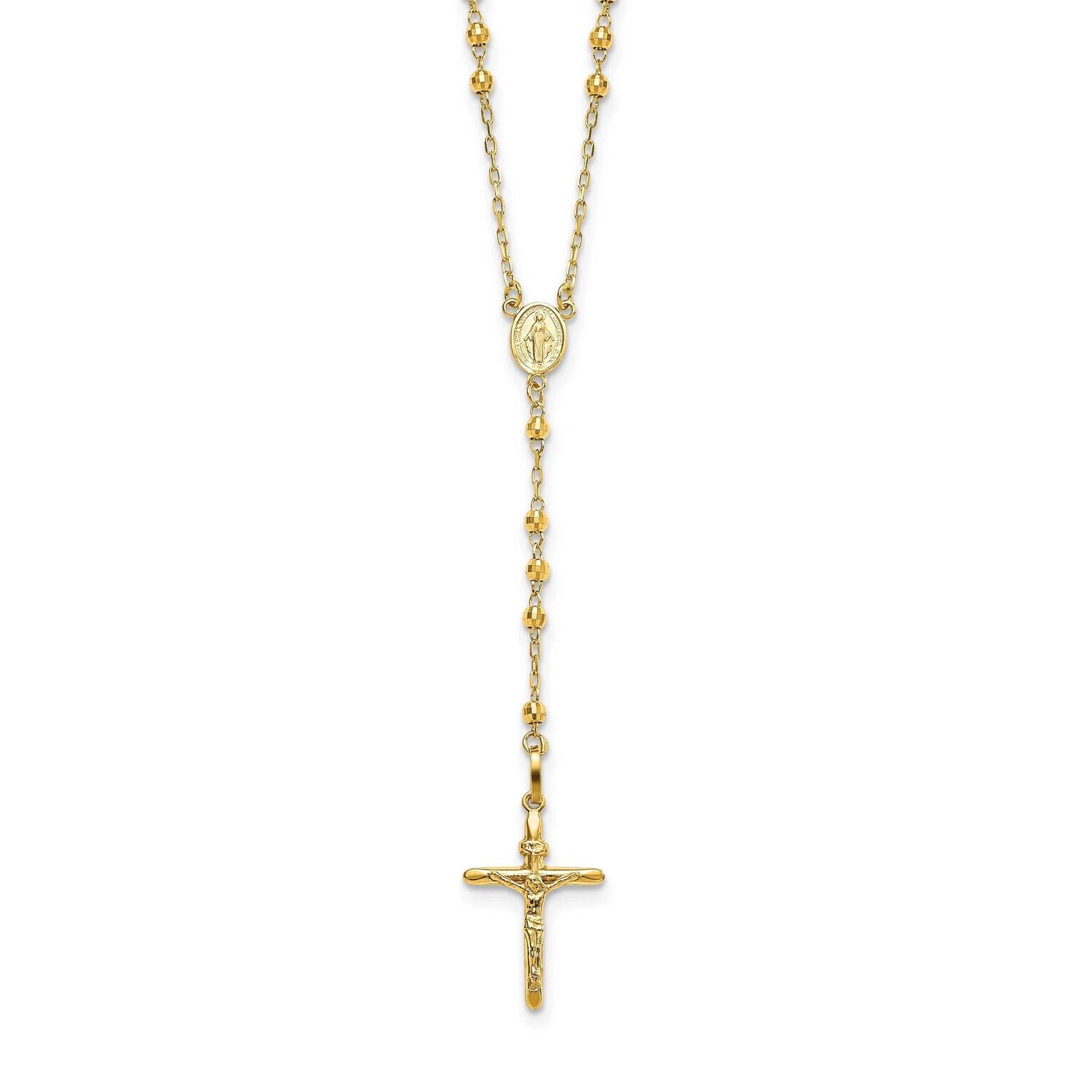 Diamond-Cut 3mm Beaded Semi-Solid Rosary Necklace 10k Gold 10SF2065-24, MPN: 10SF2065-24, 196904101…