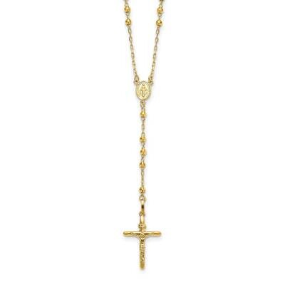 Diamond-Cut 3mm Beaded Semi-Solid Rosary Necklace 10k Gold 10SF2065-24, MPN: 10SF2065-24, 196904101…