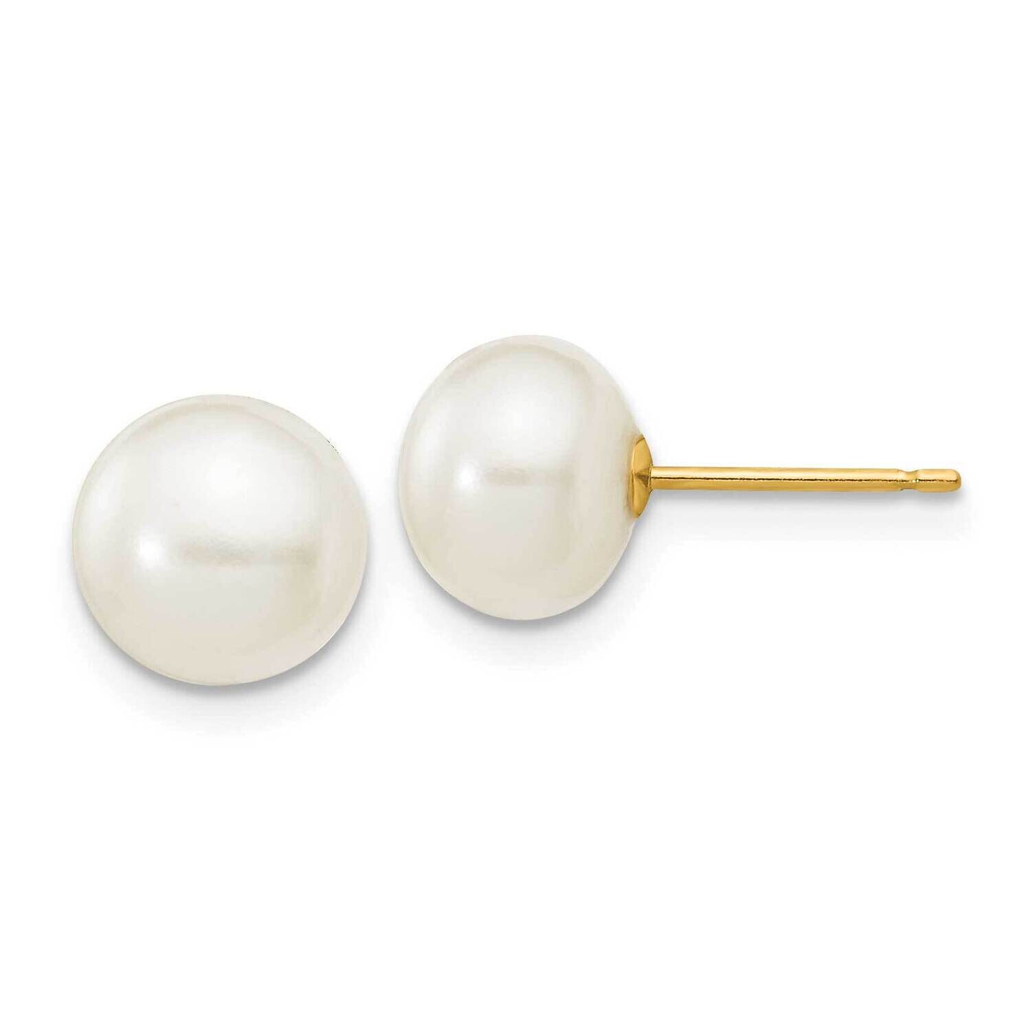 7-8mm White Button Freshwater Cultured Pearl Stud Post Earrings 10k Gold 10X70BW, MPN: 10X70BW,