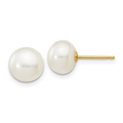 7-8mm White Button Freshwater Cultured Pearl Stud Post Earrings 10k Gold 10X70BW, MPN: 10X70BW,