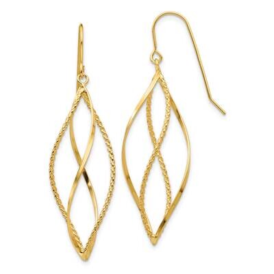 Textured Twisted Dangle Earrings 10k Polished Gold 10TL834, MPN: 10TL834,