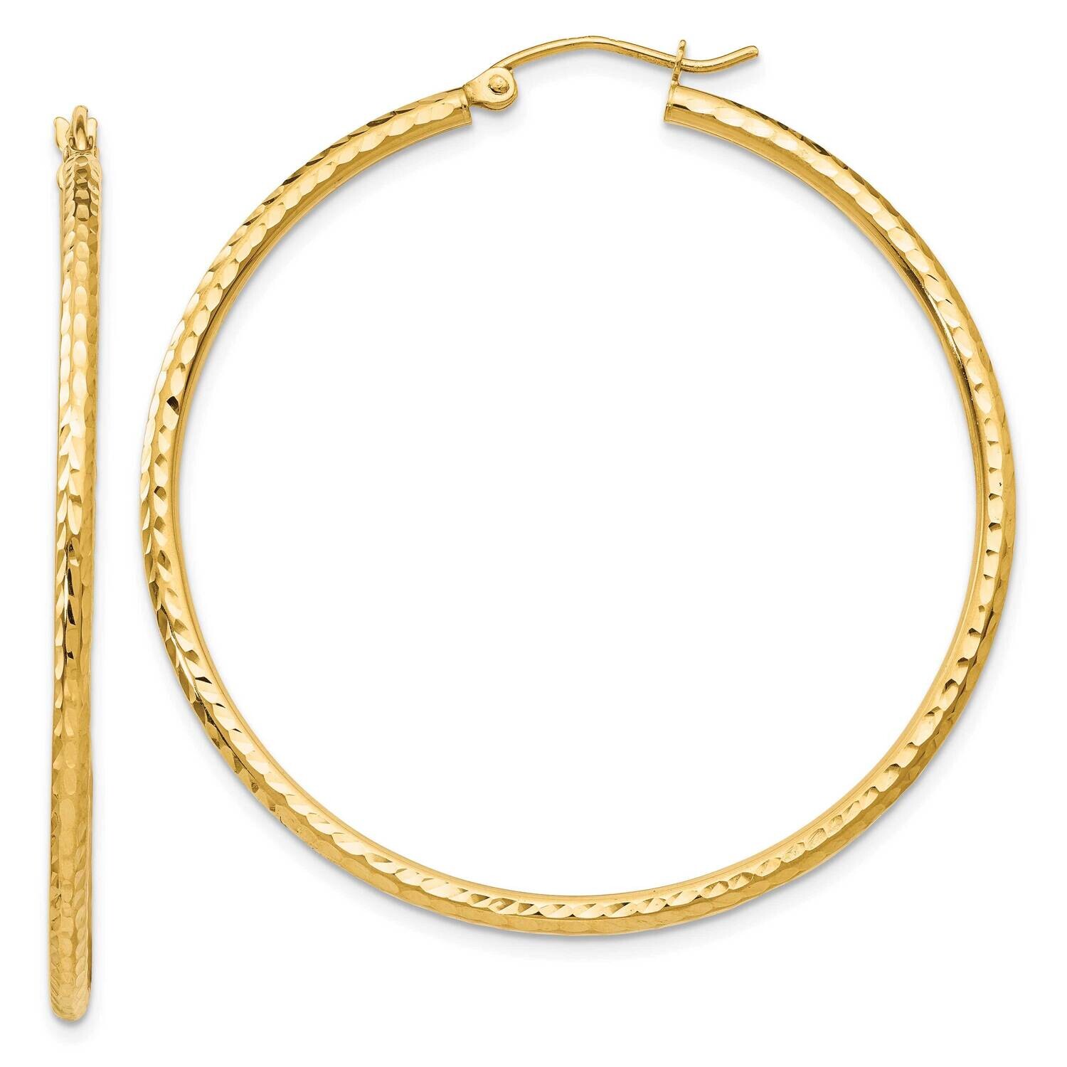 Diamond-Cut 2mm Round Tube Hoop Earrings 10k Gold 10TC237, MPN: 10TC237, 196904147733