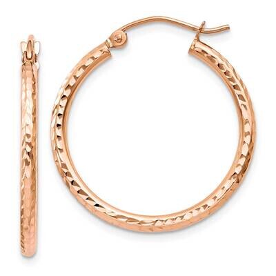 Diamond-Cut Polished Hoop Earrings 10k Rose Gold 10TE519, MPN: 10TE519,