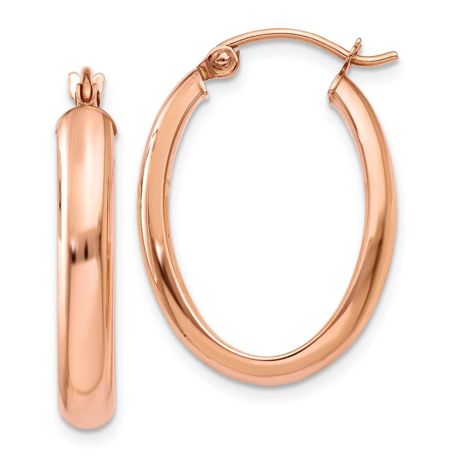 Polished Half-Round Oval Hoop Earrings 10k Rose Gold 10TF975, MPN: 10TF975,