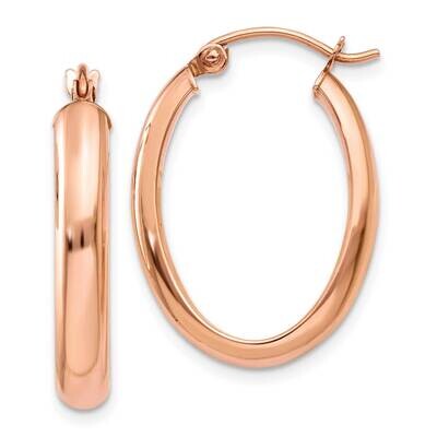 Polished Half-Round Oval Hoop Earrings 10k Rose Gold 10TF975, MPN: 10TF975,
