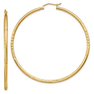 Satin Diamond-Cut 2mm Round Tube Hoop Earrings 10k Gold 10TC216, MPN: 10TC216,