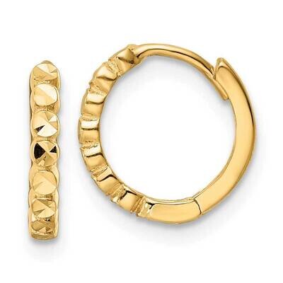 Diamond-Cut 2X12mm Hinged Hoop Earrings 10k Gold 10TM808, MPN: 10TM808,
