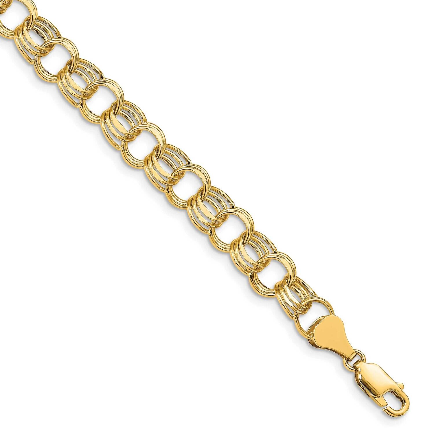 Lite 8mm Triple Link Charm Bracelet 7.25 Inch 10k Gold 10SST2-7.25, MPN: 10SST2-7.25,