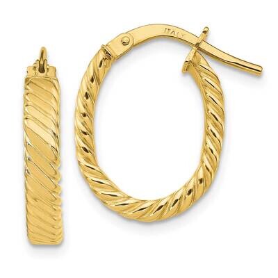 3mm Patterned Oval Hoop Earrings 10k Gold 10TF868, MPN: 10TF868,