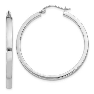 2X3mm Rectangle Tube Hoops Earrings 10k White Gold 10T1046, MPN: 10T1046,