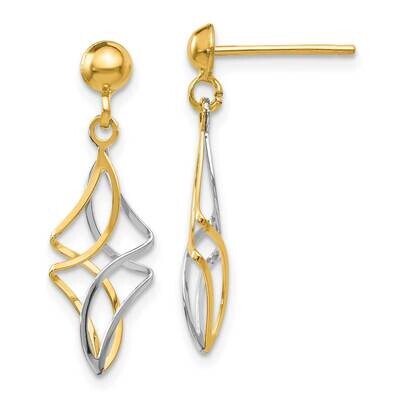 Post Dangle Earrings 10k Two-Tone Gold 10TL971, MPN: 10TL971,