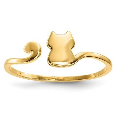 Polished Cat Adjustable Cuff Ring 10k Gold 10R639, MPN: 10R639,