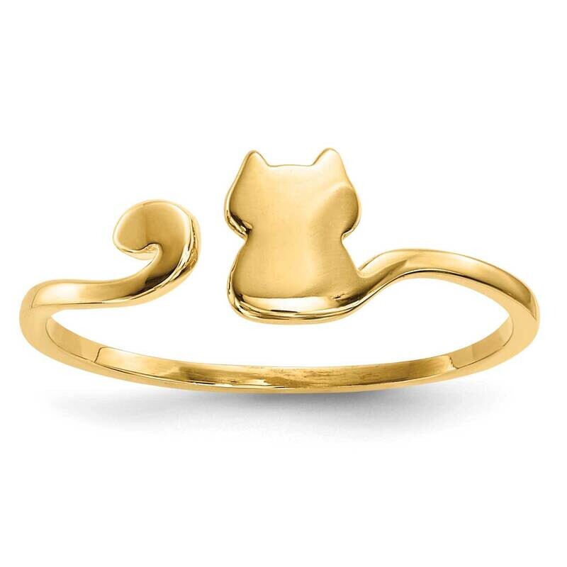 Polished Cat Adjustable Cuff Ring 10k Gold 10R639