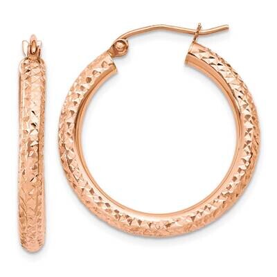 3mm Diamond-Cut Hoops Earrings 10k Rose Gold 10T1014, MPN: 10T1014,