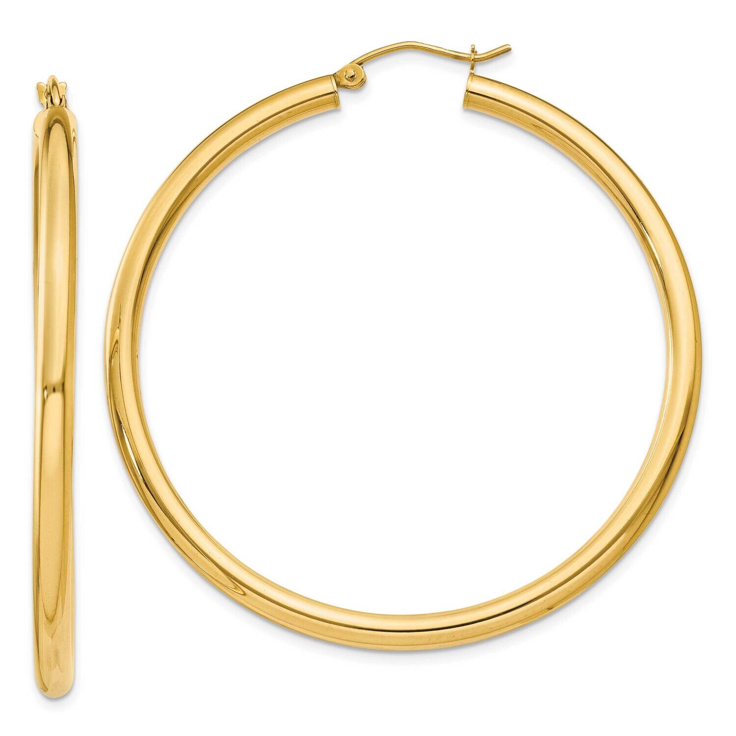 3mm Lightweight Tube Hoop Earrings 10k Polished Gold 10T943L, MPN: 10T943L,