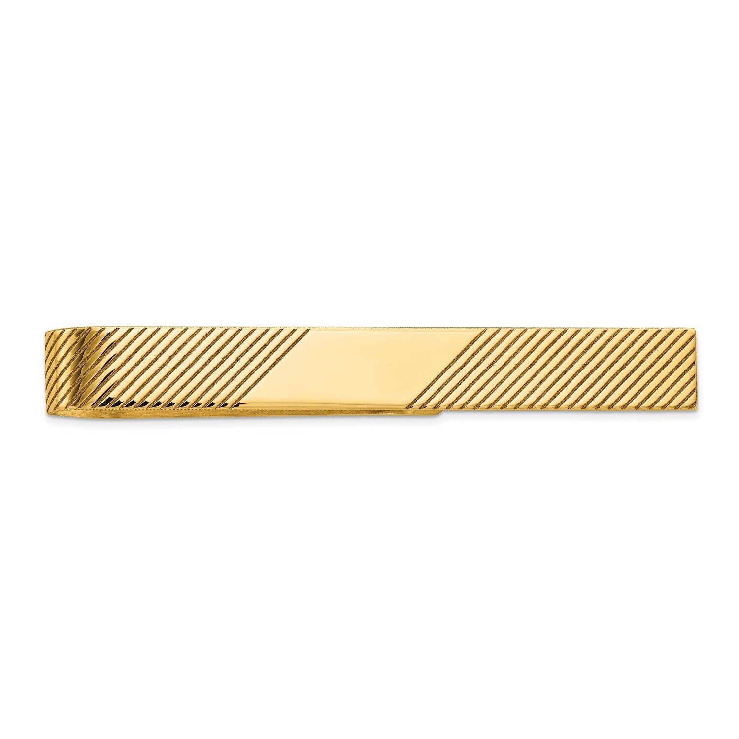 Men's Grooved Engravable Tie Bar 10k Gold 10MC54