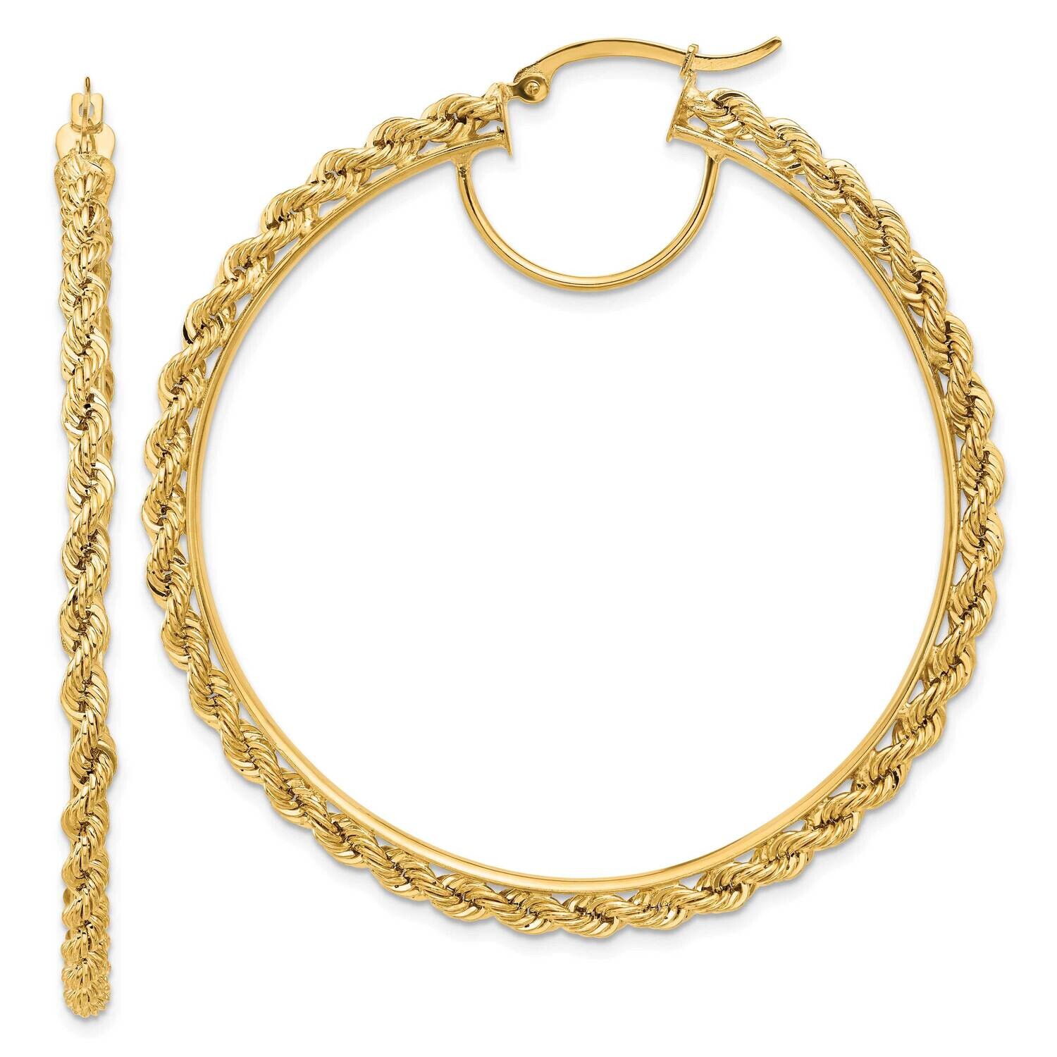 Diamond-Cut Rope 2.95mm Hoop Earrings 10k Polished Gold 10ER345, MPN: 10ER345,