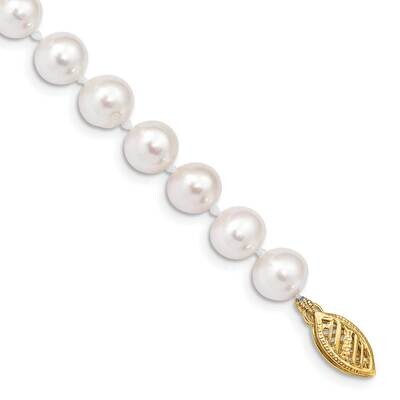 6-7mm White Near Round Freshwater Cultured Pearl Bracelet 7.5 Inch 10k Gold 10WPN060-7.5, MPN: 10WP…