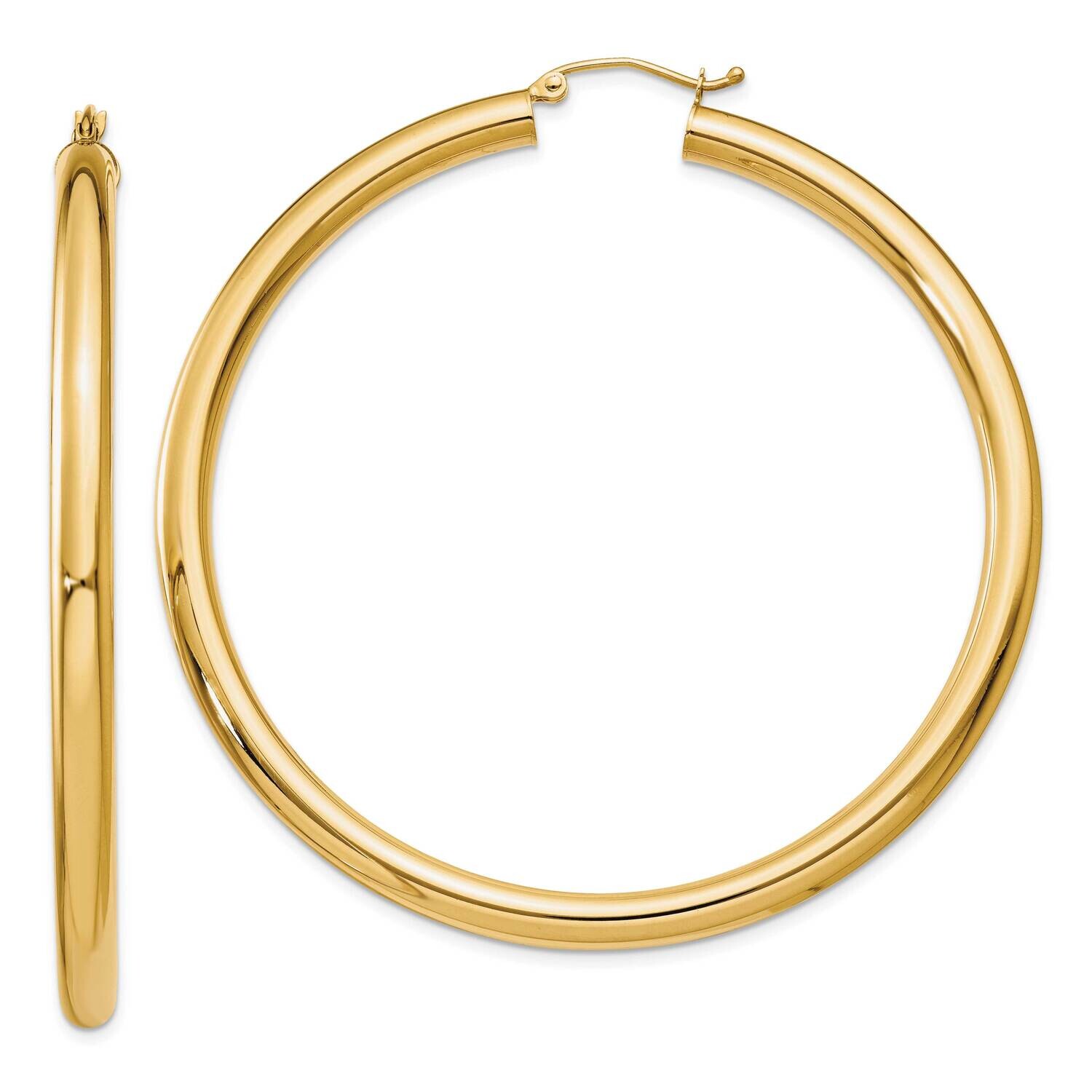 4mm Lightweight Tube Hoop Earrings 10k Polished Gold 10T954L, MPN: 10T954L,