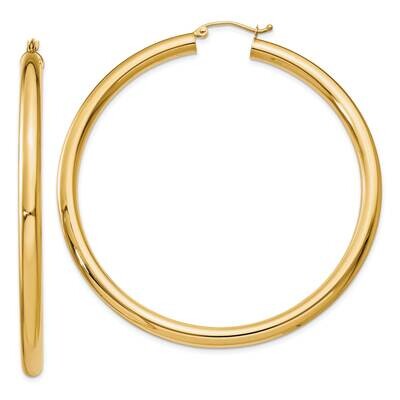 4mm Lightweight Tube Hoop Earrings 10k Polished Gold 10T954L, MPN: 10T954L,