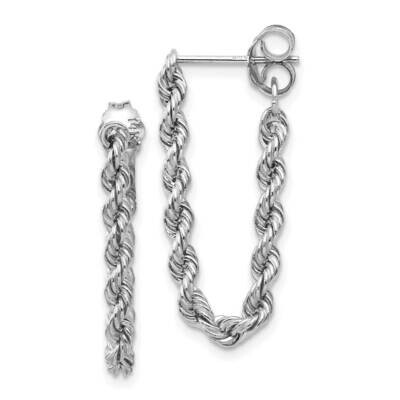 Rope Chain Dangle Post Earring 24 Inch 10k White Gold 10TL857, MPN: 10TL857,