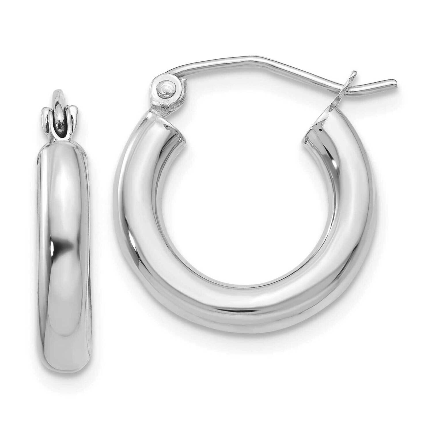 Polished 3mm Lightweight Tube Hoop Earrings 10k White Gold 10T851L, MPN: 10T851L, 196904097403