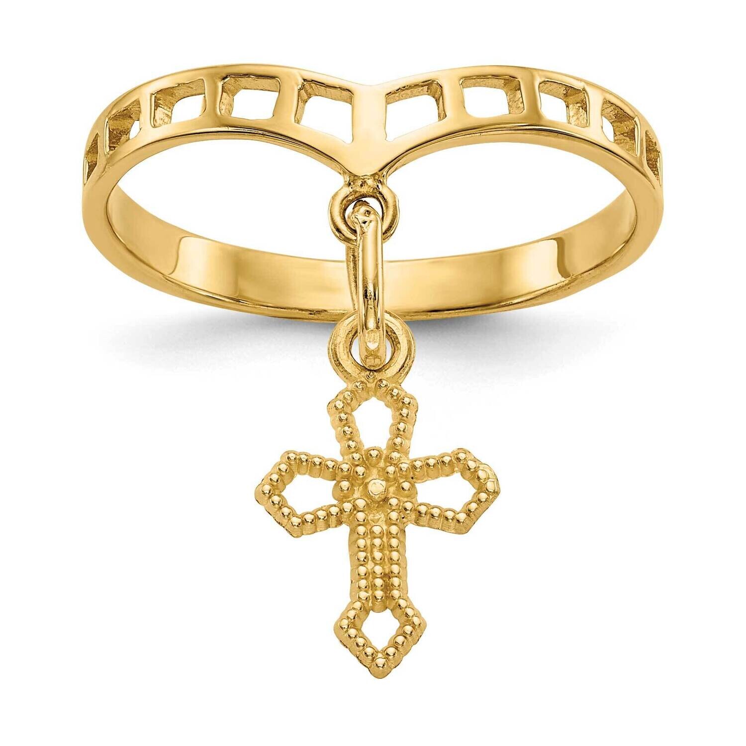 Cross Dangle Charm Ring 10k Polished Gold 10R133, MPN: 10R133,