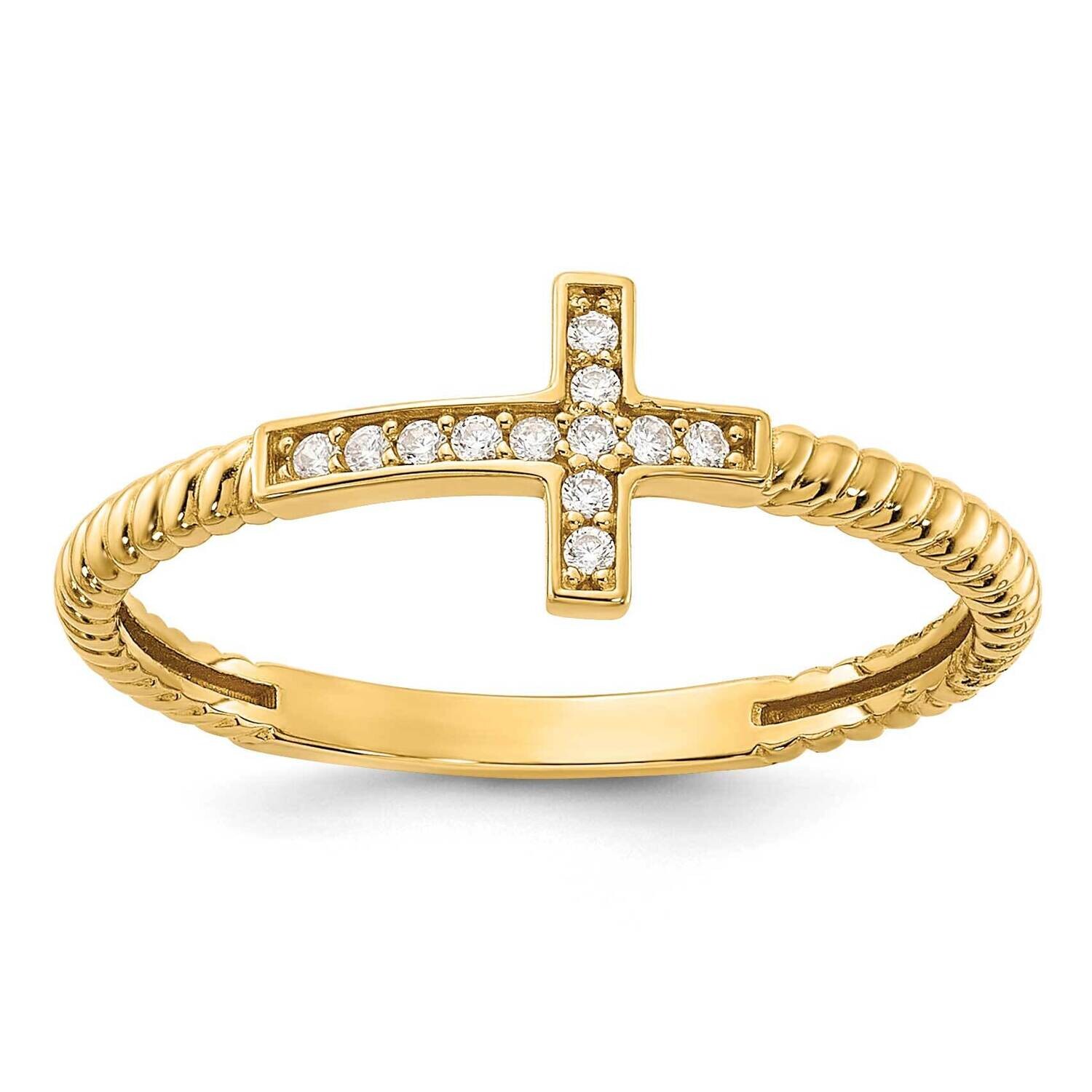 CZ Cross Ring 10k Polished Gold 10C1515, MPN: 10C1515,